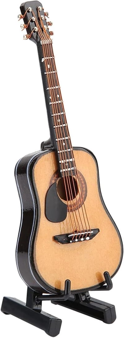 Miniatuur Houten Gitaar Model voor Bureau Decoratie, Perfect als Cadeau en Verzamelobject (10cm)