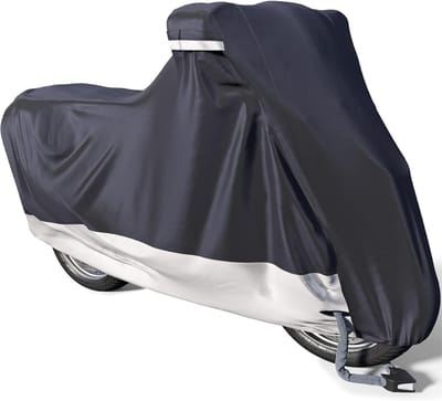 Aura® Motorhoes - Scooterhoes - Waterdichte motorhoes Windbestendig - Zwart/Zilver - ‎190cm x 80cm x 115cm
