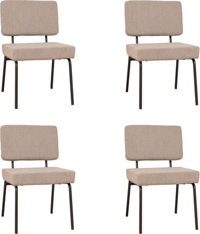 Bronx71® Scandinavische eetkamerstoel Espen taupe gerecyclede stof - Eetkamerstoelen set van 4 - stoel