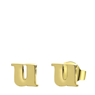 Lucardi Dames Plated oorbellen letter - Oorbellen - Cadeau - Staal - Goudkleurig