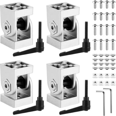 Scharnierverbinders 4 stuks - Aluminium profiel connectoren - Verbinden en monteren - Instelbaar 180 graden - 30 x 30 profiel