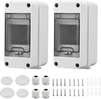 Zekeringkast Opbouw voor Buiten - 2 Stuks, IP65 Waterdicht, 3 Modules, 4 Aansluitingen