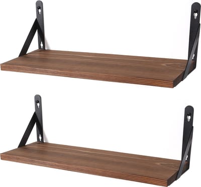 Uten Wandplank - 2 Stuks - 42 x 15 x 14 cm - Wandrek - Boekenrek - Boekenplank - Wandplank Zwevend - Vintage Bruin