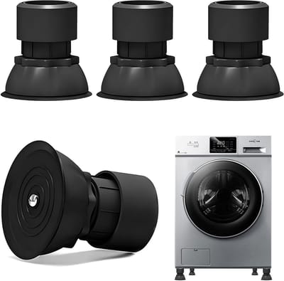 Universele trillingsdempers voor wasmachines en drogers, verstelbare anti-vibratievoeten, hoogte 9,5-12,5 cm, ideaal voor meubels en apparatuur, zwart