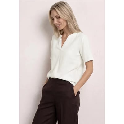 Blouse met gespleten hals van linnenmix