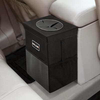 Thijox - Autoprullenbak met Deksel - Hangende Vuilnisbak, Opvouwbaar, Draagbaar, Waterdicht, Multifunctionele Auto Organizer met Opbergzakken - Ideaal