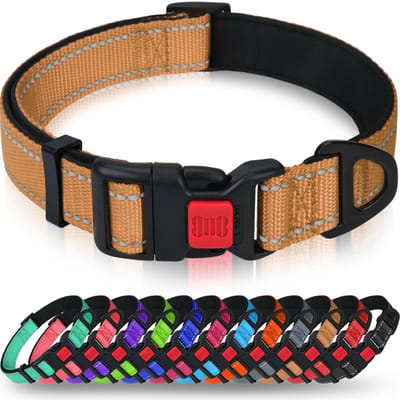 Ibenzoa® Verstelbare Hondenhalsband met Reflecterende Stiksels voor Veiligheid en Comfort, Zacht Gevoerd