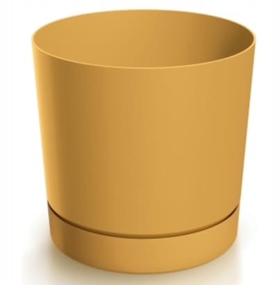 Prosperplast Tubo - Bloempot met Schotel - Mosterdkleur - 19,9 cm - Mat Afwerking