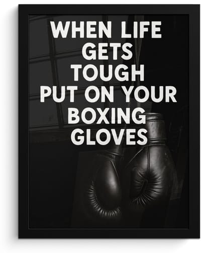 Poster in lijst - Fotolijst 30x40 cm - Posters - Tekst - Bokshandschoenen - Wit - Posterlijst zwart - Decoratie - Wanddecoratie woonkamer - Muurdecoratie slaapkamer