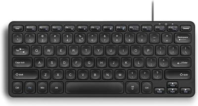Perixx Periboard 416 Compact bedraad toetsenbord met 4 USB poorten (2 USB-A & 2 USB-C) – 4 hubs – Concave Scissor toetsen – Zachte klik – QWERTY/US