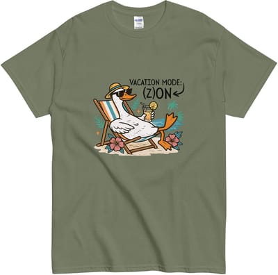 Khaki Groen Tshirt voor Dames en Heren - Happy Goose on the Beach - S