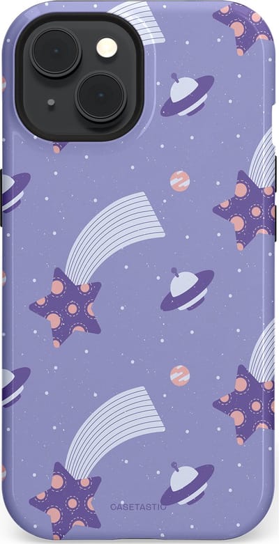 Casetastic Hoesje Geschikt voor Apple iPhone 15 Magsafe - Stijlvolle Beschermende Duo-layer Case - Sterrenhemel Lila
