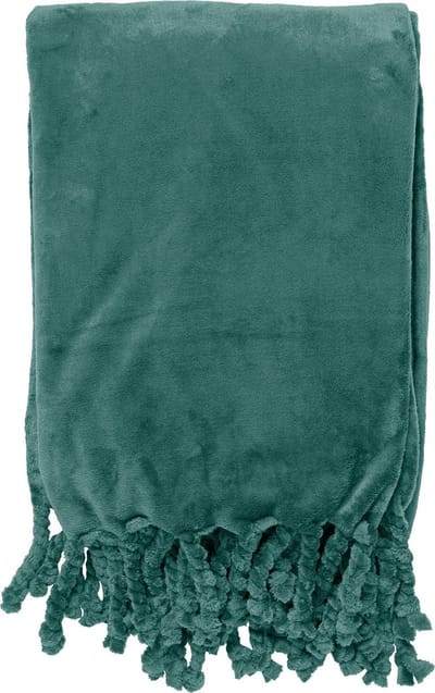 Dutch Decor - FLORIJN - Plaid 150x200 cm - grote fleece plaid met flosjes - Sagebrush Green - groen