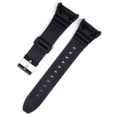 28x21mm Geschikt voor Casio W96H W96 W-96H 577EA1 W-96H-1AV W-96H-1 horlogeband zwarte band met zilveren metalen gesp