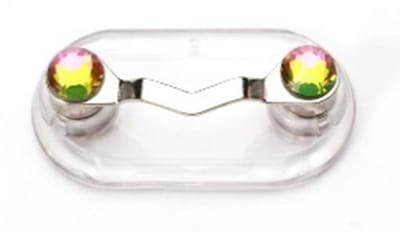 Magnetische brillenhouder – Zonnebrilhouder - ID-badgehouder, Kleur Zilver met Multi kristal, Unisex, voor mannen en voor vrouwen – Met deze geniale uitvinding raak je nooit meer je bril – Badge - kwijt