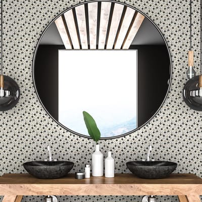 Zelfklevende tegelmuurstickers voor keuken en badkamer - 30 cementtegelstickers met wit, beige en zwart marmereffect - 30 stickers, 20x20cm