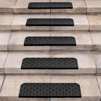 Set van 5 Antislip Rubberen Trapmatten voor Binnen en Buiten met Bullnose Rand