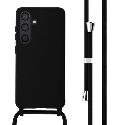 imoshion Hoesje - Geschikt voor Samsung Galaxy S24 - Siliconen hoesje met koord - Zwart