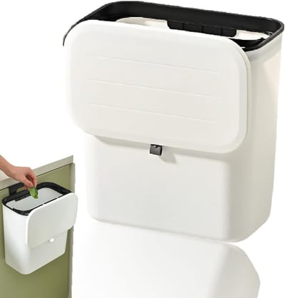 Compacte Afvalbak 9 L, Composteerbare Keukenafvalbak met Deksel voor Caravan en Badkamer, Ideaal voor Kleine Ruimtes
