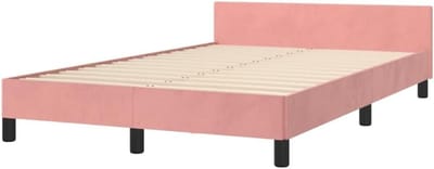 vidaXL Bedframe met hoofdbord fluweel roze 120x190 cm, bed, slaapkamermeubel, bedbodem, slaapkamermeubilair, ledikant, tweepersoonsbed, 2-persoonsbed