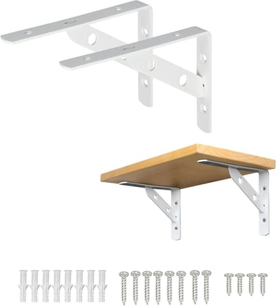Set van 2 driehoekige hoekplanken (150 x 110 x 20 mm, wit) - stevige console voor wandplanken, boekenplanken en opbergplanken