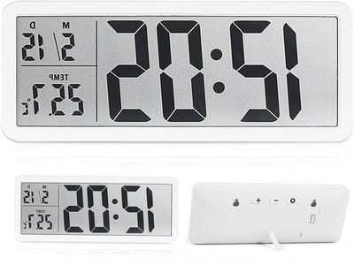 Digitale Wandklok met Temperatuurweergave, Batterij-aangedreven, 12/24 Uur, Perfect voor Slaapkamer, Woonkamer en Kantoor