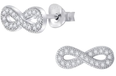 Joy|S - Zilveren classic infinity oorbellen - zirkonia -  6 x 13 mm - gehodineerd