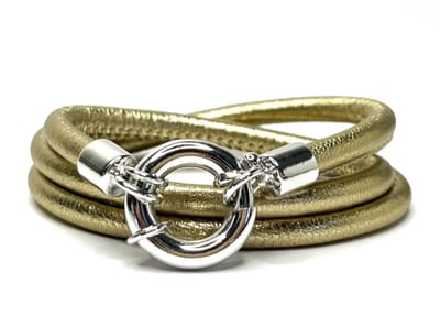 NIEUW! Jolla - dames wikkelarmband - zilver - metallic leer - Classic Metallic Wrap - Gold