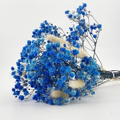 Droogbloemen Boeket - Natuurlijke Bloemen - Huisdecoratie - Blauw Gipskruid - Twee Stuks