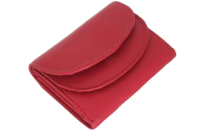 Leren portemonnee voor dames / kleine portemonnee dubbele klep / tienerbeursje in rood, paars, roze, groen, navy, blauw, zwart leer / 124