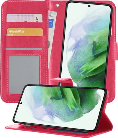 Hoesje 2 in 1 - Geschikt voor Samsung Galaxy S21 Ultra - Met Uitneembare Hard Cover - Bookcase - Wallet Case - Met Pasjeshouder - Book Case - Uitneembaar - Pashouder - Kunstleer - Donkerroze