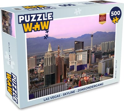 Puzzel Las Vegas - Skyline - Zonsondergang - Legpuzzel - Puzzel 500 stukjes