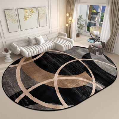 Ovaal Tapijt in Moderne Stijl voor Woonkamer Groot Formaat Wasbaar Salontafelmat IG Woondecoratie Antislip Zachte Kleden Aanpasbaar 140*200cm