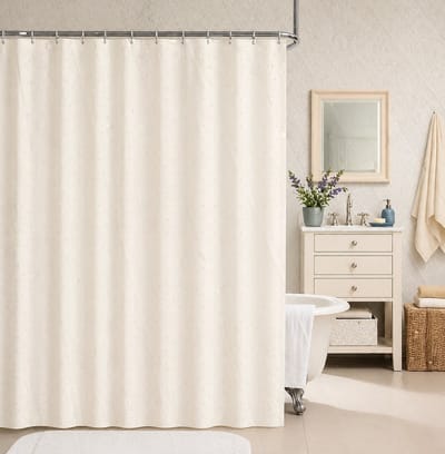 Douchegordijn de Luxe Blocks Beige - Luxe Jacquard Douche gordijn met Subtiel Ingeweven Blokjes – Stijlvol & Elegant