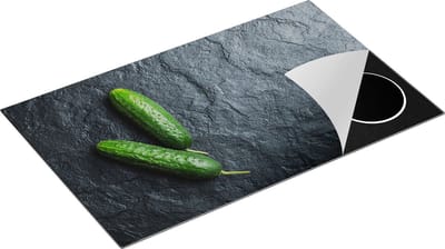 Chefcare Inductie Beschermer Twee Komkommers op Zwarte Marmer - 85x52 cm - Afdekplaat Inductie - Kookplaat Beschermer - Inductie Mat