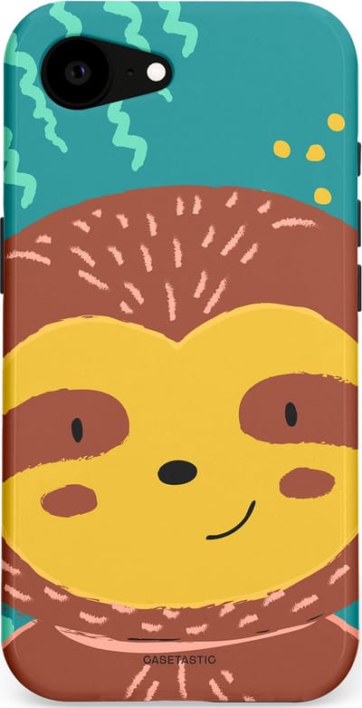Casetastic hoesje geschikt voor Apple iPhone 16e / Apple iPhone 17e - MagSafe - Dubbellaagse bescherming - Vrolijke luiaard - Fashion Case - Terracotta Petrol Goud
