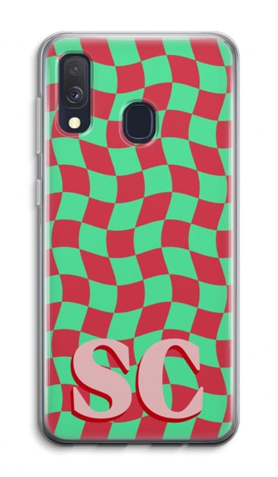 Gepersonaliseerd - Case Company® - Hoesje geschikt voor Samsung Galaxy A40 hoesje - Grid Monogram - Soft Cover Telefoonhoesje - Bescherming aan alle Kanten en Schermrand