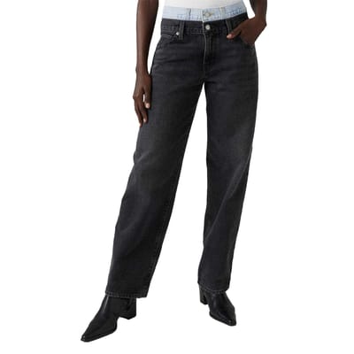 Levis Damesjeans van denim met 94, hoge taille en baggy pasvorm (Zwart wassen)