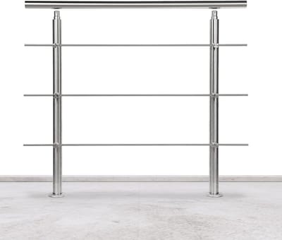 Roestvrijstalen leuning - Balkon reling balustrade - Veilig traplopen - Roestvrij staal 304 - 120 cm 3 dwarsliggers - Gepolijst