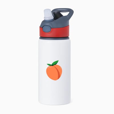 Hacebo® - Perzik waterfles met rietje rood - Fruitschaal - fruit liefhebbers - Fluweelfruit - vrucht - water fles - 650ML
