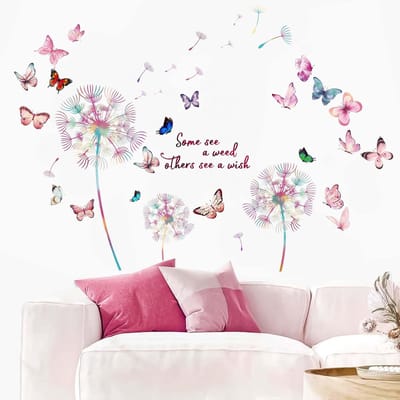 Dailygoody - Muurtattoo Paardenbloem - Kleurrijke muursticker voor kinderkamer - DIY Muur Decoratie - Geschikt voor binnen - Zwart - Prachtige muursti.