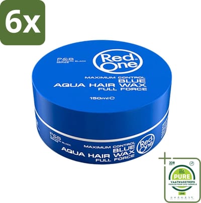 Red One - Haarwax - Blue - Aqua Hair Wax - Voor Sterke Hold & Glanzende Finish - 150 ml - Voordeelverpakking - 6 stuks - Haarwax - Hold