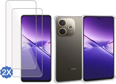 ChiGuard Hoesje & 2x Screenprotector geschikt voor OPPO A5 Pro – Hoesje Screenprotector - Gehard Glas Cover + Shock Proof Case – Transparant