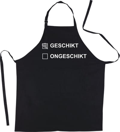 Mijncadeautje Schort Geschikt of Ongeschikt - Mooie - grappige - leuke Keukenschort - Zwart