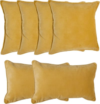 Atmosphera Bank/sierkussens Sophia - set 6x - Okergeel - polyester - met rits - In 2 formaten