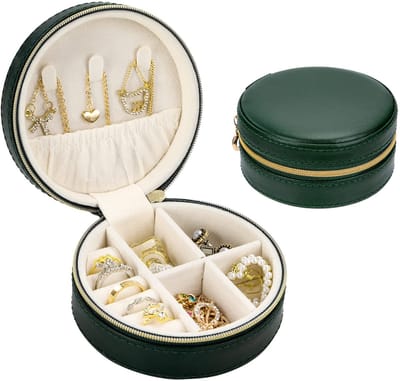 Dailygoods- Sieradenbox Compact - Reiskoffer - Juwelenopberger - Antislip - Zachte Flanelvoering - Met Rits - Juwelendoos