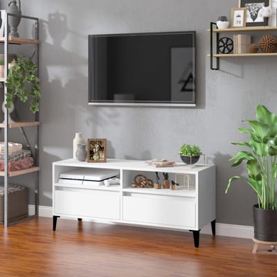 TV-kast - Mediabureau Dressoir - Media Opbergen - Grote Opbergruimte - 100 x 34.5 x 44.5 cm - Wit