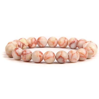 Bixorp Gems Rode Netwerk Jaspis Edelsteen Armband - Gepolijste Natuursteen Kralenarmband - 18cm