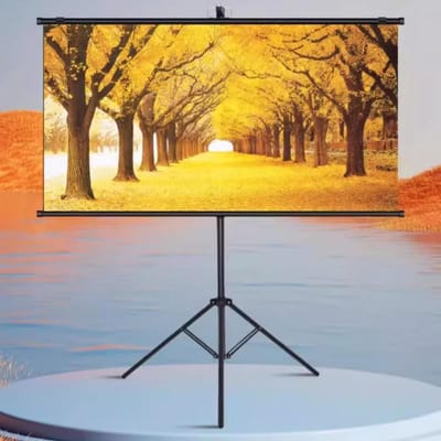 Projectorscherm met Standaard - Draagbaar Projectiescherm - Filmavond Thuis - Kreukvrij HD Beeld - 60 inch 16:9 - Wit