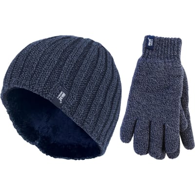 Heat Holders Dikke thermo muts en handschoenenset voor heren - Marine